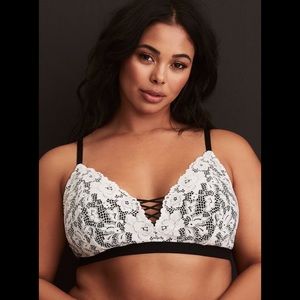 Torrid criss cross mesh and lace bralette